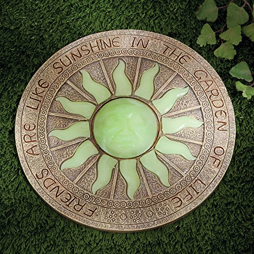 Bits and Pieces - Sun Garden Stone - Glowing Sun in The Dark Garden Stone; Garden Décor - Stone Measures 10" in Diameter