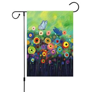 louise maelys spring summer floral garden flag 12×18 double sided, burlap small vertical watercolor abstract flower butterfly garden yard flags for seasonal outside outdoor house decoration (only flag)