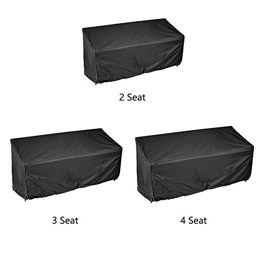 2/3/4 Seater Outdoor Bench Cover, Polyester Fabric Waterproof Anti-UV Dustproof Garden Patio Bench Seat Cover Furniture Protector with Drawstring Cord and Storage Bag