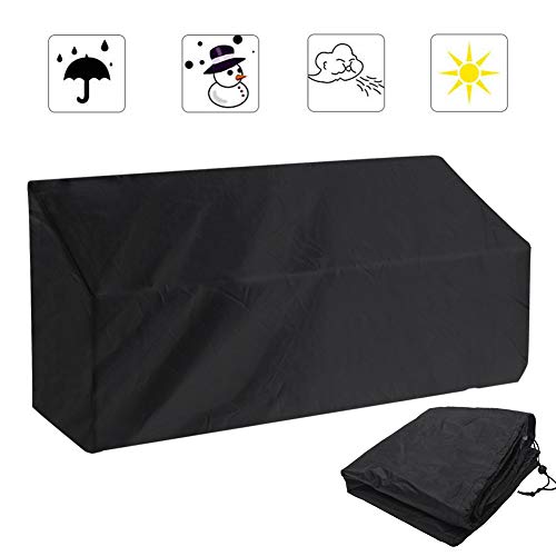 2/3/4 Seater Outdoor Bench Cover, Polyester Fabric Waterproof Anti-UV Dustproof Garden Patio Bench Seat Cover Furniture Protector with Drawstring Cord and Storage Bag