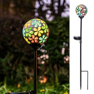 vcuteka solar garden lights – mosaic solar lights outdoor decor pathway light waterpoof led stake light for landscape lawn patio yard decoration (multicolor) 1 pack