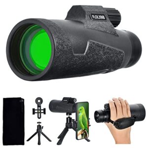 monocular telescope 12x50 waterproof telescope, high definition bak4 prism, adults compact monocular with phone holder and metal tripod for high definition bird watching hunting hiking camping