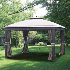 garden winds replacement canopy for the allen roth wicker gazebo – standard 350 – beige