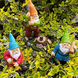 Mood Lab Miniature Garden Gnomes - Working Gnomes Kit of 3 pcs - Figurines & Accessories Set - Outdoor or House Decor