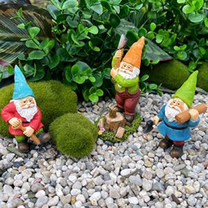 Mood Lab Miniature Garden Gnomes - Working Gnomes Kit of 3 pcs - Figurines & Accessories Set - Outdoor or House Decor