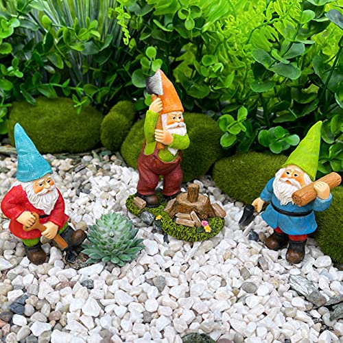 Mood Lab Miniature Garden Gnomes - Working Gnomes Kit of 3 pcs - Figurines & Accessories Set - Outdoor or House Decor