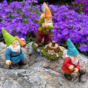 Mood Lab Miniature Garden Gnomes - Working Gnomes Kit of 3 pcs - Figurines & Accessories Set - Outdoor or House Decor