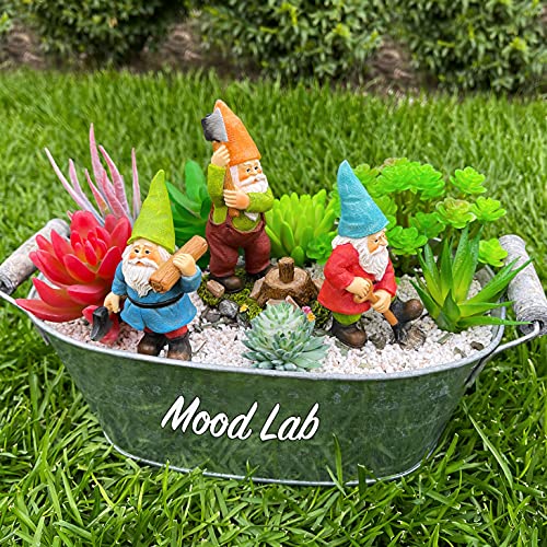 Mood Lab Miniature Garden Gnomes - Working Gnomes Kit of 3 pcs - Figurines & Accessories Set - Outdoor or House Decor