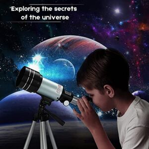 Telescope for Beginners and Kids with Tripod Moon Filter,Adult Professional 70mm Aperture 300mm Refracting Telescopes,Astronomy Gifts for Kids - Travel Telescope