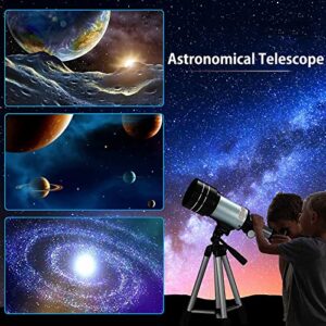 Telescope for Beginners and Kids with Tripod Moon Filter,Adult Professional 70mm Aperture 300mm Refracting Telescopes,Astronomy Gifts for Kids - Travel Telescope