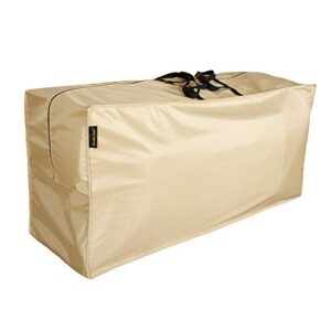 hentex outdoor cushion storage bag waterproof dustproof patio cushion storage bag with zipper and handle large duffle bag garden furniture cushion carrying bag pvc free 48″ l×16″ w×22″ h (beige)