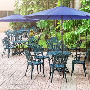 Oakcloud 9' Patio Pool Umbrella, 95% UV Protection Outdoor Table Market Umbrella with Push Button Tilt Adjustment/Crank, 8 Sturdy Ribs for Outside Yard Garden(Dark Blue)
