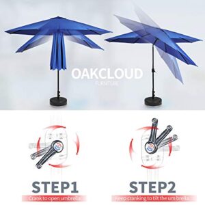 Oakcloud 9' Patio Pool Umbrella, 95% UV Protection Outdoor Table Market Umbrella with Push Button Tilt Adjustment/Crank, 8 Sturdy Ribs for Outside Yard Garden(Dark Blue)