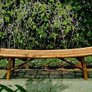 boohugger Outdoor Bench | Japanese Style | Garden Furniture | Natural Bamboo | 59”x18”x18”