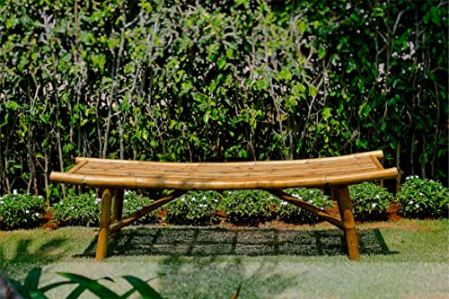 boohugger Outdoor Bench | Japanese Style | Garden Furniture | Natural Bamboo | 59”x18”x18”