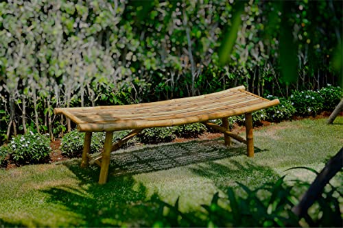 boohugger Outdoor Bench | Japanese Style | Garden Furniture | Natural Bamboo | 59”x18”x18”