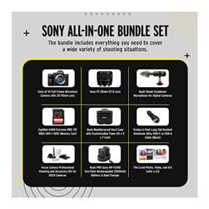 Sony a7 III Full-Frame Mirrorless Camera with 28-70mm Lens Bundle with Lens, Microphone, Memory Card, Case, Cable, Accessory Kit, Battery (2-Pack) and Dual Charger, and Art Suite v.3.0 (9 Items)