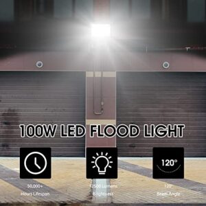 XYCN 3 Pack 100W LED Flood Light, IP66 Waterproof Outside Flood Light, 11500LM Super Bright Outdoor Security Lights, 5000K Daylight White Floodlight for Yard Garden Playground Basketball Court Patio