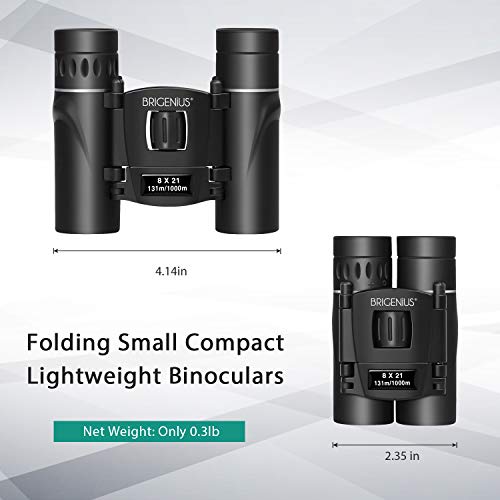 BRIGENIUS 8x21 Small Binoculars, Compact Binoculars for Adults Kids Bird Watching, Mini Pocket Lightweight Binoculars for Opera Concert Theater