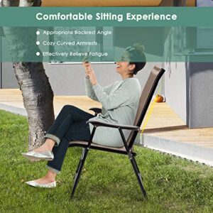 Safstar Folding Patio Chairs, Portable Sling Back Chairs with Armrests and Breathable Fabric, Great for Garden Backyard and Poolside (2)