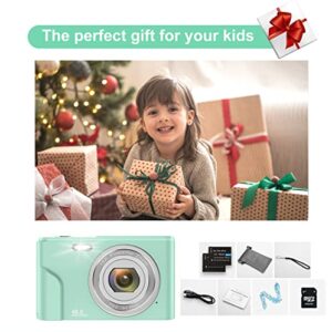 Digital Baby Camera for Kids Boys Girls Adults,1080P 48MP Kids Camera with 32GB SD Card,2.4 Inch Kids Digital Camera with 16X Digital Zoom, Compact Mini Camera Kid Camera for Kids/Teens/Student（Green）