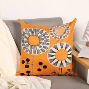 Vanwhoi Linen Throw Pillow Cover 18x18 inch Set of 4 Ink Painting Flower and Bird Decorative Cushion Cover for Home Sofa Patio Hallway Garden Bench 18x18 inch