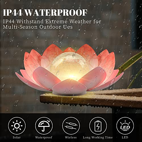 QZHP Solar Light Outdoor, Metal Glass Decorative Waterproof Garden Light LED Solar Flower Lights for Patio, Lawn,Walkway,Tabletop,Ground