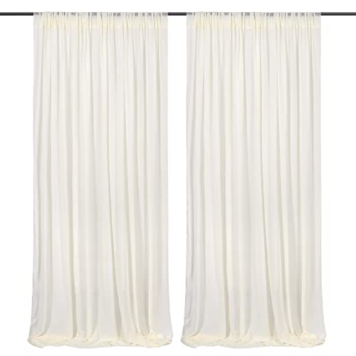 Beige Backdrop Curtain for Party 2 Pieces 5FTx10FT Ivory Chiffon Wedding Photo Background for Baby Shower Birthday Curtain