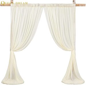 Beige Backdrop Curtain for Party 2 Pieces 5FTx10FT Ivory Chiffon Wedding Photo Background for Baby Shower Birthday Curtain