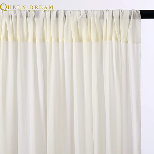 Beige Backdrop Curtain for Party 2 Pieces 5FTx10FT Ivory Chiffon Wedding Photo Background for Baby Shower Birthday Curtain