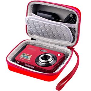 carrying & protective case for digital camera, abergbest 21 mega pixels 2.7″ lcd rechargeable hd/ kodak pixpro/ canon powershot elph 180/190 / sony dscw800 / dscw830 cameras for travel – red