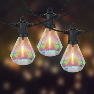 zuske 50ft outdoor string lights led patio lights string with 25pcs shatterproof diamond bulbs ip65 waterproof for outside porch christmas camping yard garden gazebo bistro backyard