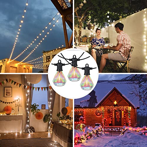 Zuske 50FT Outdoor String Lights LED Patio Lights String with 25Pcs Shatterproof Diamond Bulbs IP65 Waterproof for Outside Porch Christmas Camping Yard Garden Gazebo Bistro Backyard