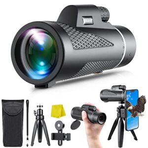 80x100 Monocular Telescope, Night Vision Monocular Telescope for Smartphone with Tripod, High Power Monocular for Adults,HD Monocular for Hiking Hunting Stargazing Bird Watching Travel Camping