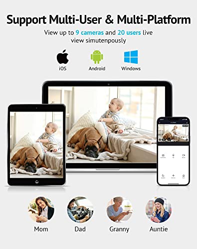 LaView Baby Monitor with Phone App (2 Pack), 1080P WiFi Pet Camera Indoor, 360° Home Security Camera with Motion & Sound Detection, Two-Way Audio, Night Vision, Local & Cloud Storage, Works with Alexa