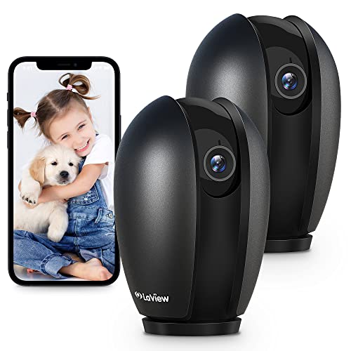 LaView Baby Monitor with Phone App (2 Pack), 1080P WiFi Pet Camera Indoor, 360° Home Security Camera with Motion & Sound Detection, Two-Way Audio, Night Vision, Local & Cloud Storage, Works with Alexa