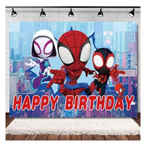 happy birthday theme red spider man photography backdrop cartoon comics style building scenes photo background 5x3ft children boys birthday party banner decors supplies