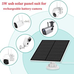 Solar Panel for Wireless Security Camera Outdoor,USB C & Micro USB 5W Solar Panel Compatible with Rechargeable Battery Camera, IP65 Waterproof Solar Panel with 9.8ft USB Cable