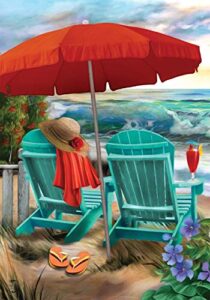 beach life summer garden flag nautical adirondack chairs 12.5″ x 18″