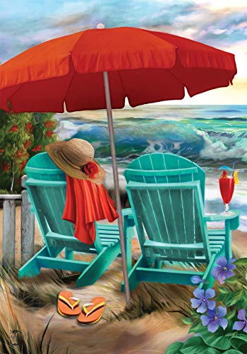 Beach Life Summer Garden Flag Nautical Adirondack Chairs 12.5" x 18"
