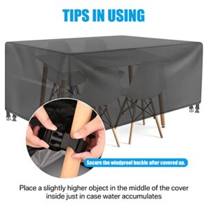 Neween Patio Furniture Cover Rectangle Heavy Duty Outdoor Lawn Garden Table Chair Covers with Zipper, Drawstring & Handle, Waterproof Outdoor Sofa Set Covers for Winter 67" L x 37" W x 26" H