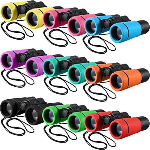 9 Pack Kid Binoculars Shockproof Mini Compact Binoculars Gifts for 3-12 Years Boys Girls Folding Small Telescope Binoculars for Kids Bird Watching Camping Outdoor Play, 9 Colors