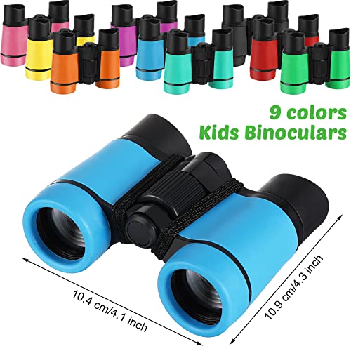 9 Pack Kid Binoculars Shockproof Mini Compact Binoculars Gifts for 3-12 Years Boys Girls Folding Small Telescope Binoculars for Kids Bird Watching Camping Outdoor Play, 9 Colors