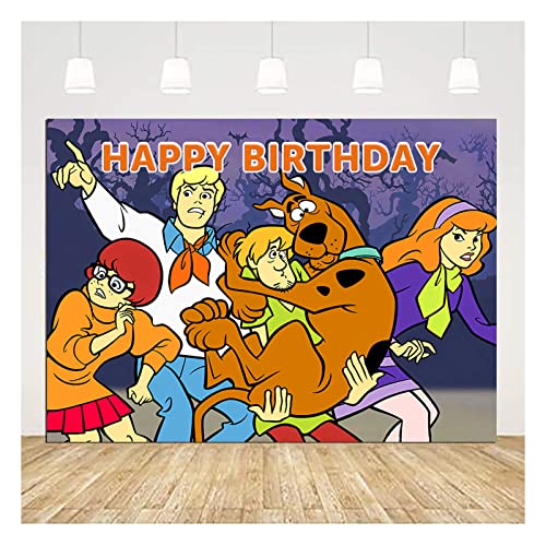 Cartoon What's New Scooby Doo Photography Background 5x3ft for Kids Scooby Theme Happy Birthday Party Supplies Cake Table Decoration Photo Backdrops Supplies