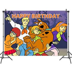 Cartoon What's New Scooby Doo Photography Background 5x3ft for Kids Scooby Theme Happy Birthday Party Supplies Cake Table Decoration Photo Backdrops Supplies
