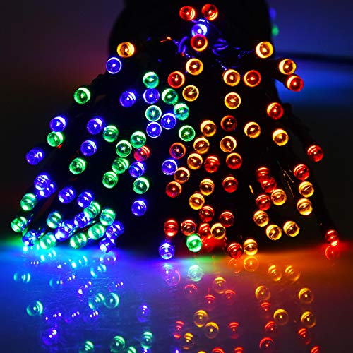 Bbrand Solar String Lights Outdoor, Christmas Lights with 8-Lighting Modes, Waterproof Decorative Lights for Garden, Patio, Home, Wedding, Party, Halloween, Christmas (Multicolor, 100)