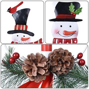 Doingart 2pc Snowman Solar Light Christmas Decorations,Solar Powered Red Scarf Snowman Stake,Christmas Snowman Decoration for Lawn Garden Yard