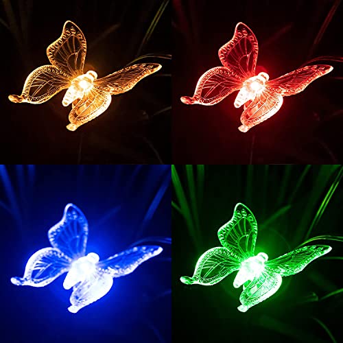 Solar Garden Lights Outdoor - 2 Pack LED Figurine Stake Light, Color Changing Decorative Landscape Light LED Solar Powered Hummingbird Butterfly Dragonfly for Patio Yard Pathway Halloween Christmas