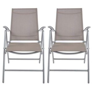 karmas product sets of 2 folding patio chairs, portable sling chair with armrests for outdoor lawn garden backyard poolside