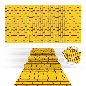 4.5 x 9 feet yellow brick road runner novelty aisle floor runner brick wall backdrop, princess decorations party supplies for halloween cosplay party (3 pieces)